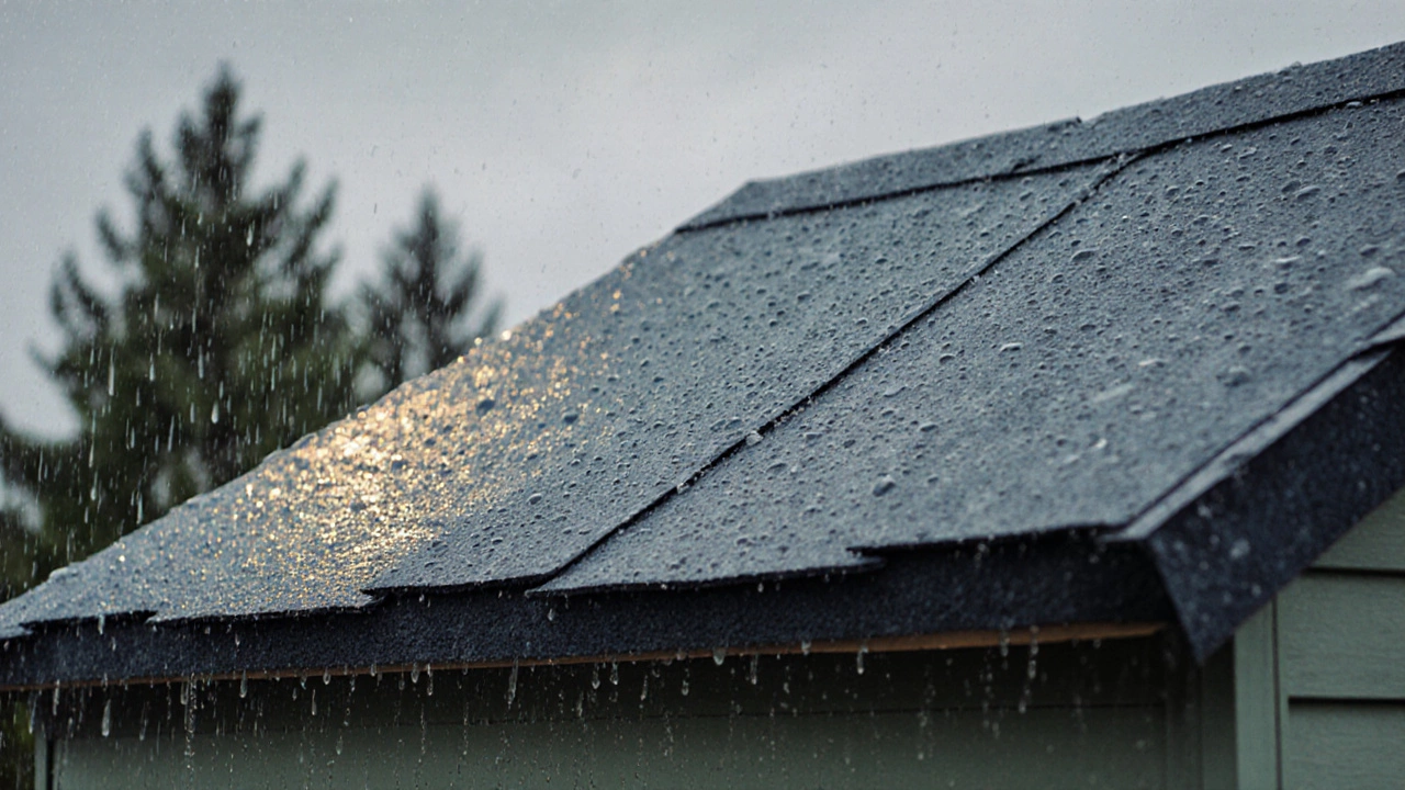 Готовая крыша из двойного войлока отталкивает дождевые капли.