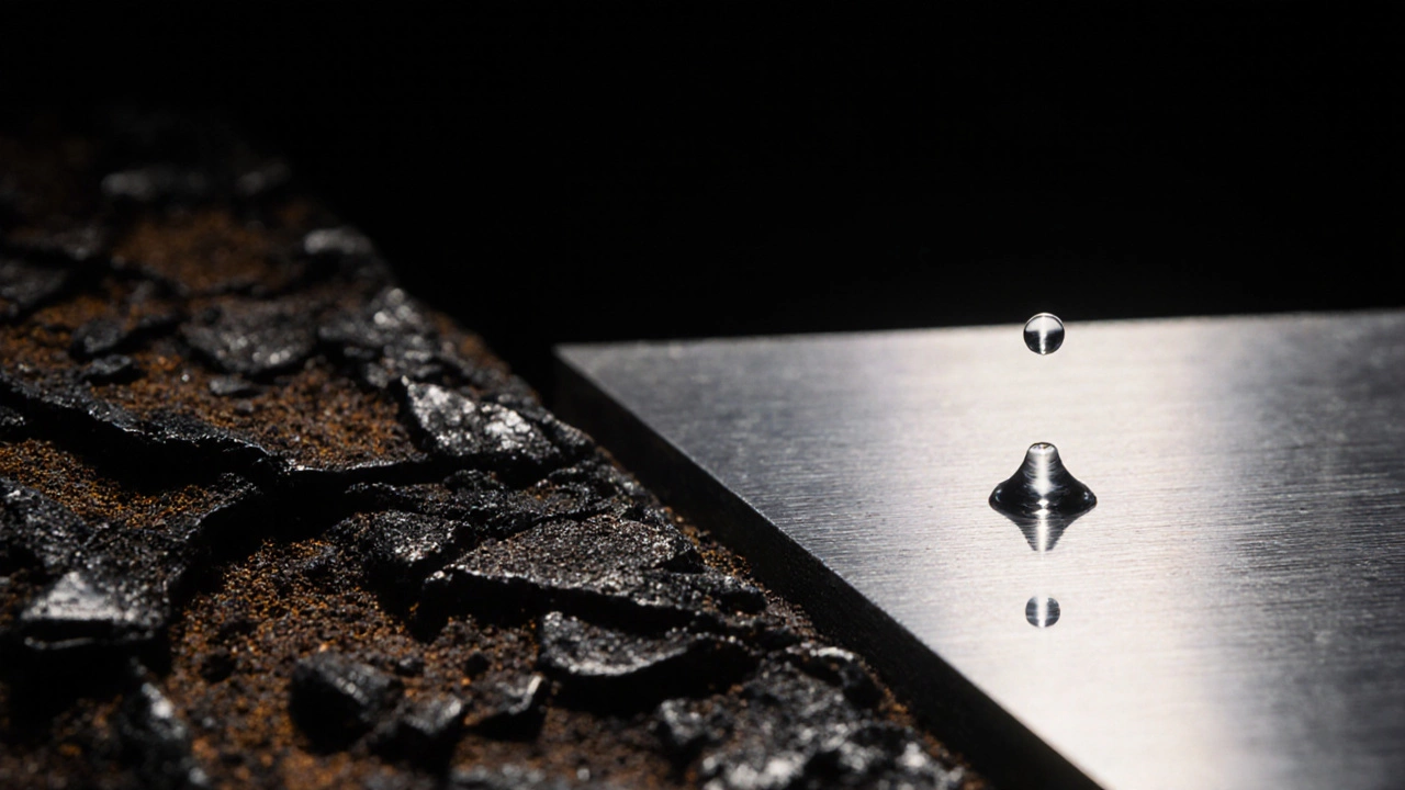 До и после зачистки сварного шва: грязный, корродирующий шов слева и гладкий, защищённый — справа.