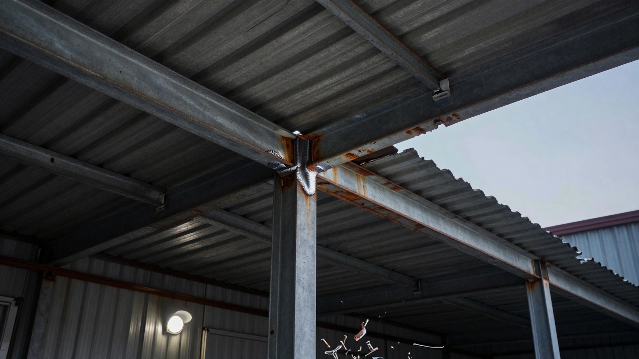 Обрушившаяся металлическая конструкция из-за слишком малого катета шва.