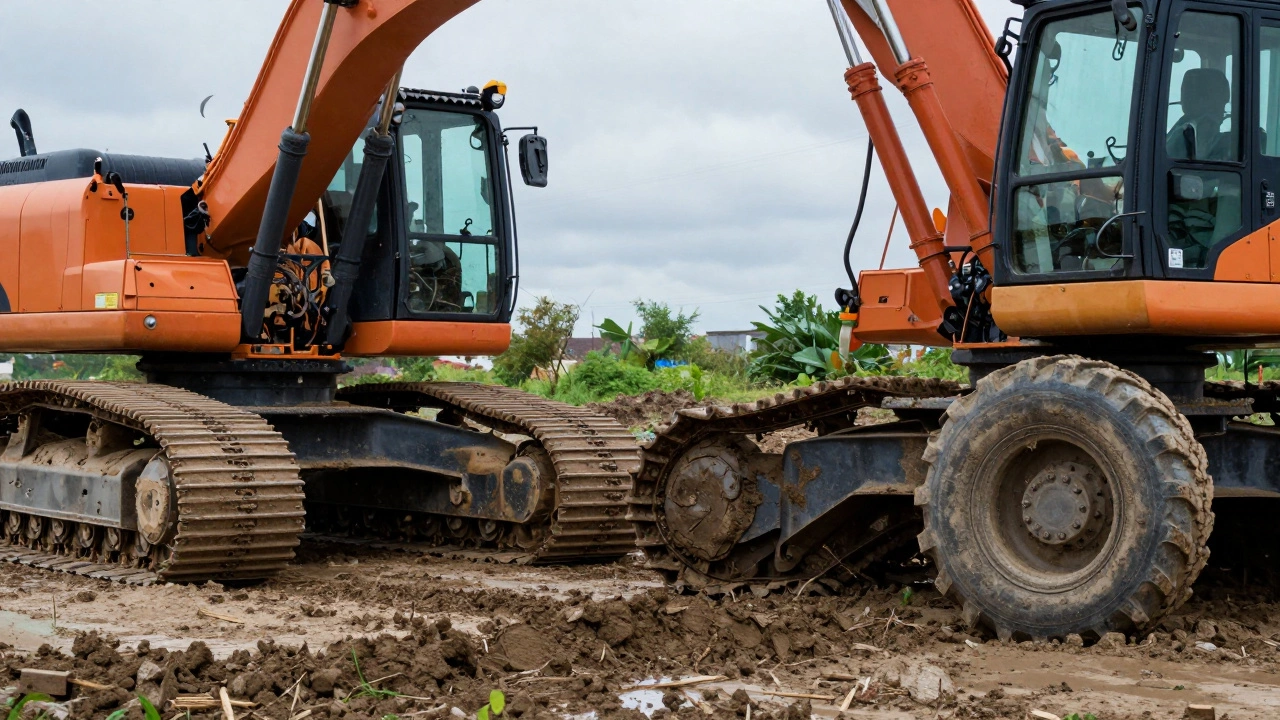 Сравнение гусеничной и колесной техники на заболоченном участке
