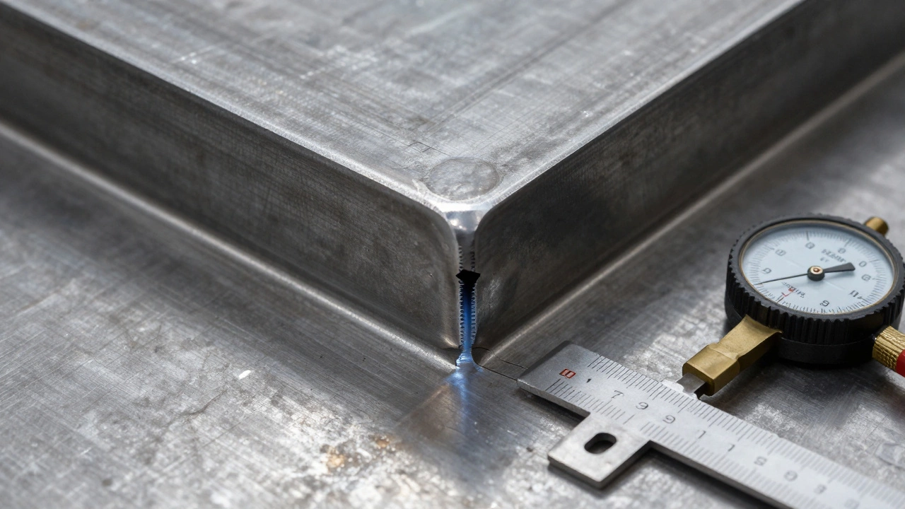 Подготовка V-образной фаски на толстом металле с измерительным шаблоном