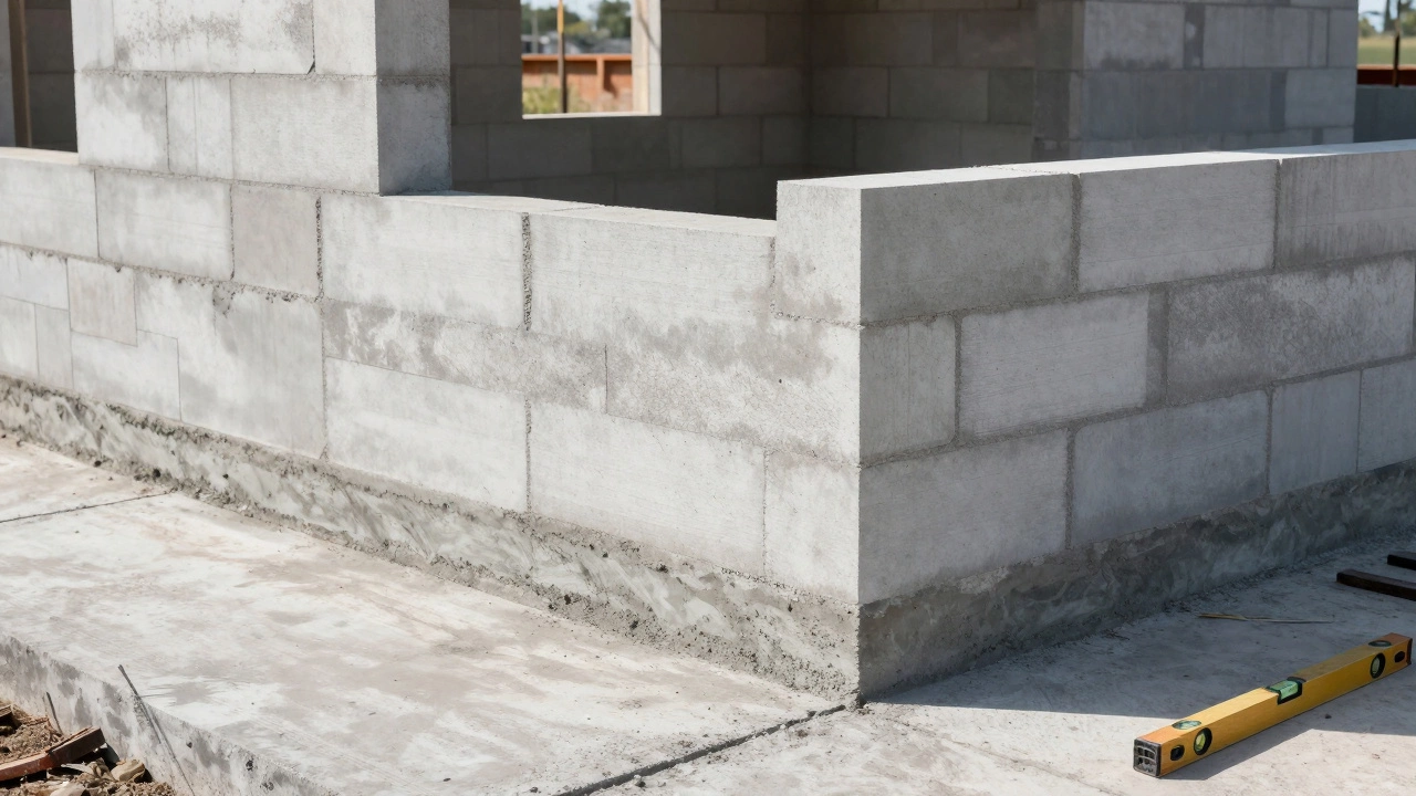 Процесс возведения стен из газобетона на монолитном фундаменте