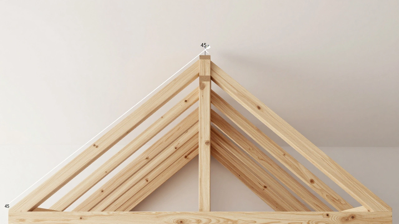 Схема стропильной системы крыши с указанием угла наклона и высоты конька