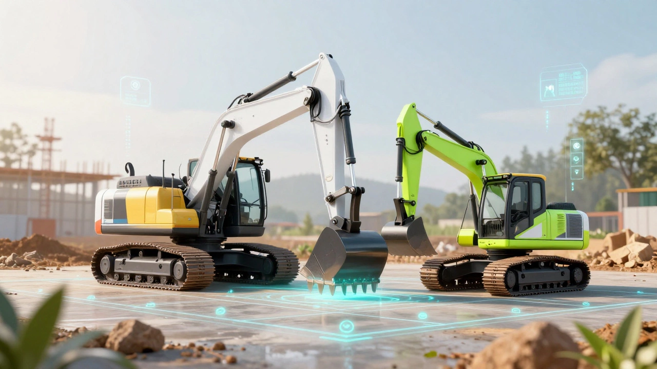 Современная электрическая и беспилотная строительная техника с GPS-навигацией